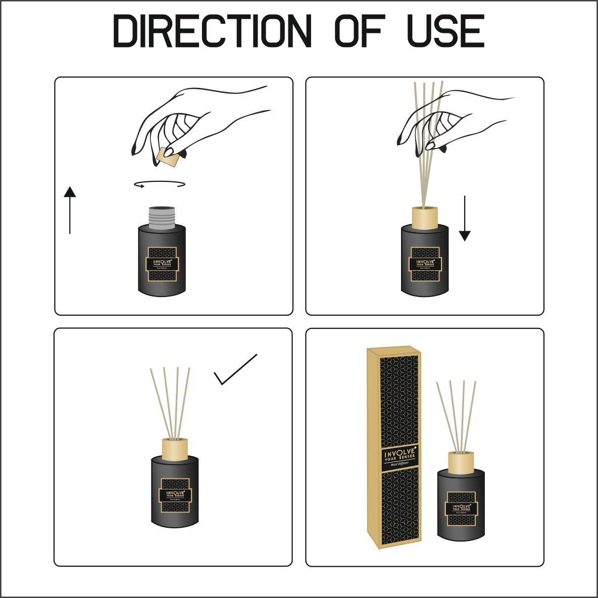 Involve Elegance Golden Glory Reed Diffuser Set