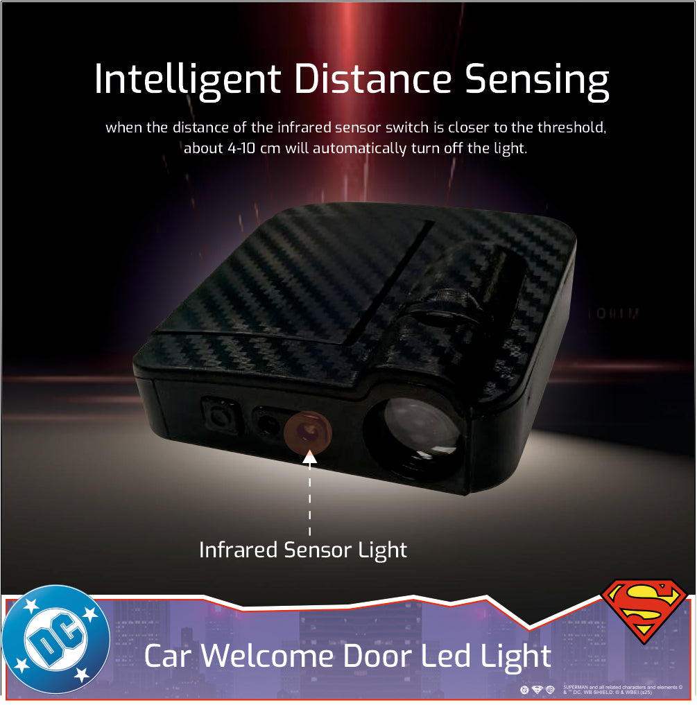 Superman Wireless Car Door Light from Warner Bros (Pack of 2) Battery Not Included - OFFICIAL DC MERCHANDISE