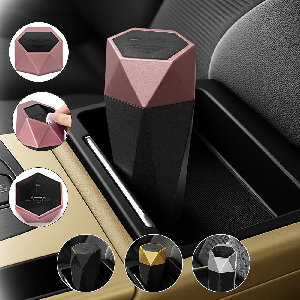 Involve Diamond Shape Car Dustbin/ Trash Can (Rosegold)