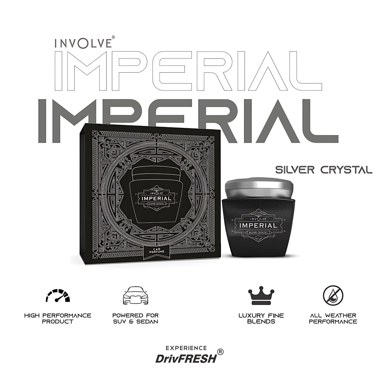 Involve® Imperial : Silver Crystal Car Perfume | Anti Smoke Car Perfume (60 g)