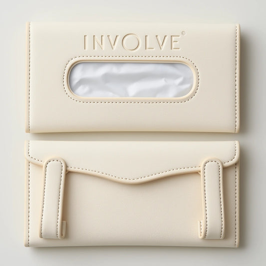 Involve Car Visor Leather Tissue Holder - Beige
