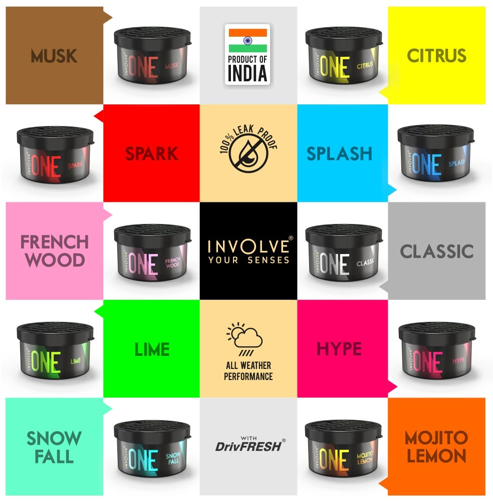 Involve ONE Splash Organic Car Perfume & ONE Snowfall Fragrance Organic Car Perfume Combo (80 g)
