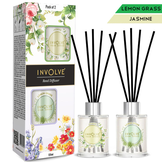 Involve Pura Reed Diffuser Set- Lemongrass & Jasmine (120 ml)