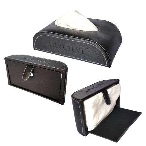 Involve® Luxury Art Leather Tissue Box : Midnight Black