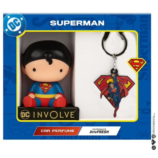 Superman Character Dashboard Car Perfume with Keychain - DC Official Merchandise from Warner Bros