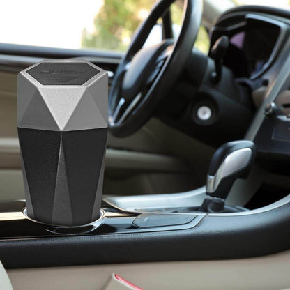 Involve Diamond Shape Car Dustbin/Trash Can- (Silver)