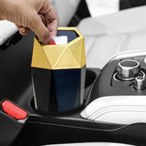 Involve Diamond Shape Car Dustbin/Trash Can - (Gold)