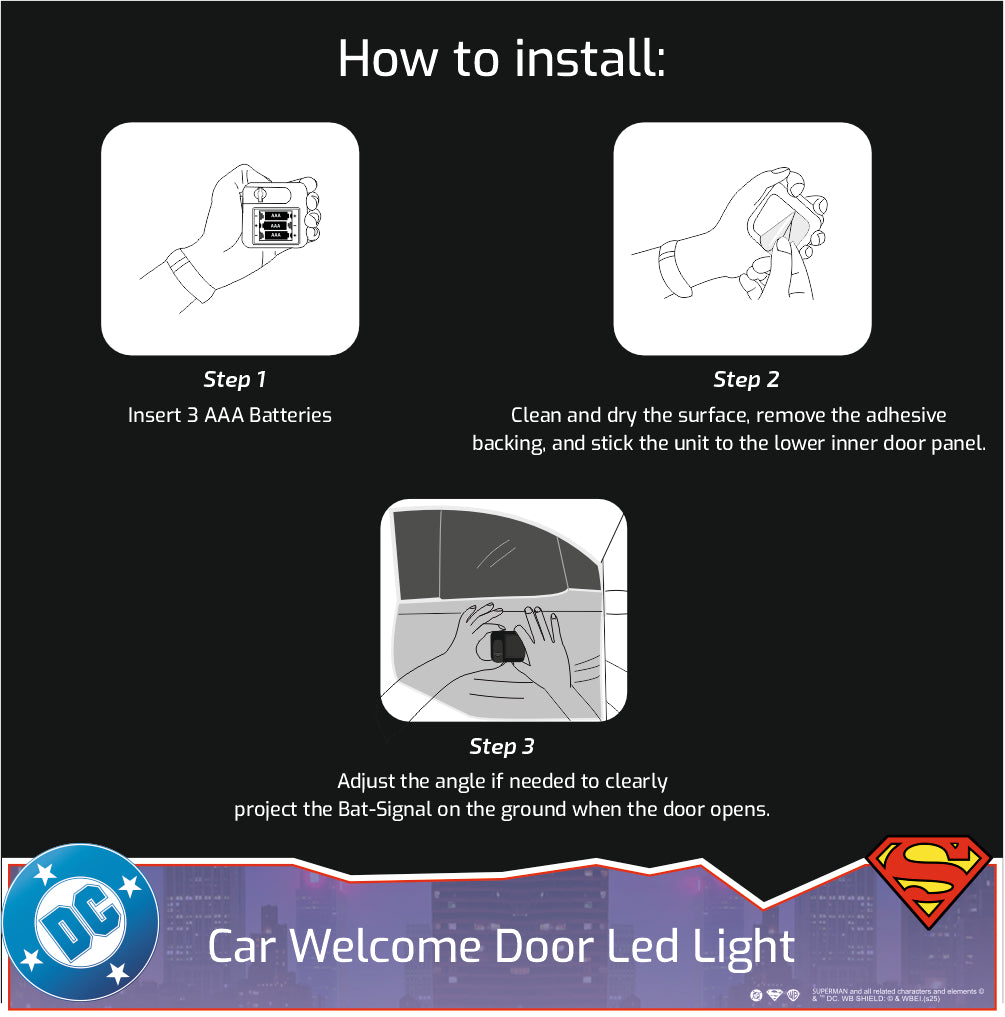 Batman Car Door Light from Warner Bros (Pack of 2)- OFFICIAL DC MERCHANDISE