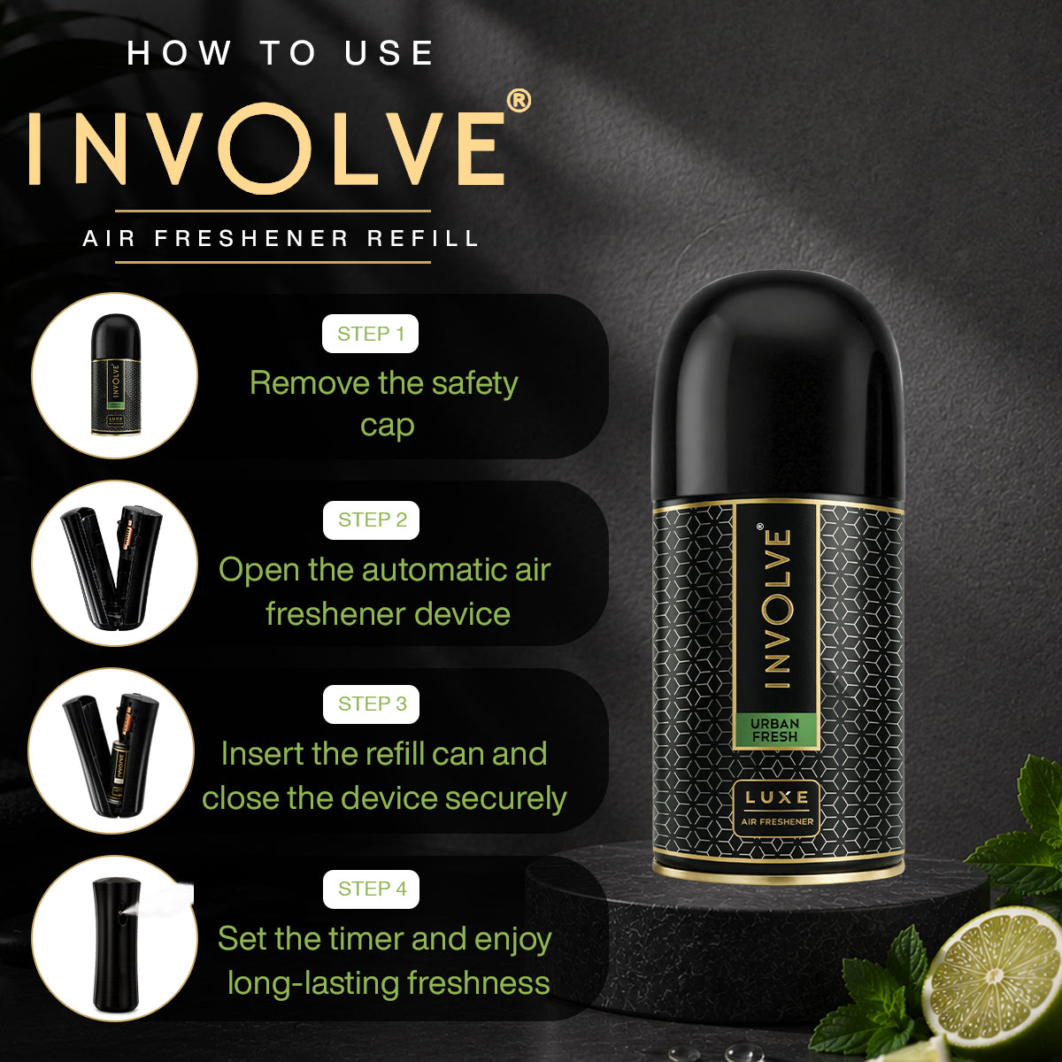 Involve Luxe Urban Fresh – Automatic Room Air Freshener Refill (225ml)