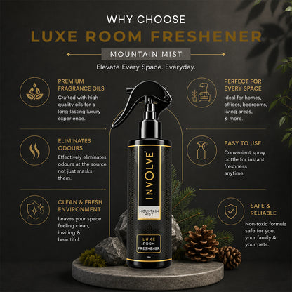 Involve Luxe Mountain Mist Room Freshener 200ml | Long Lasting Room Freshener Fresh Fragrance for Home & Office