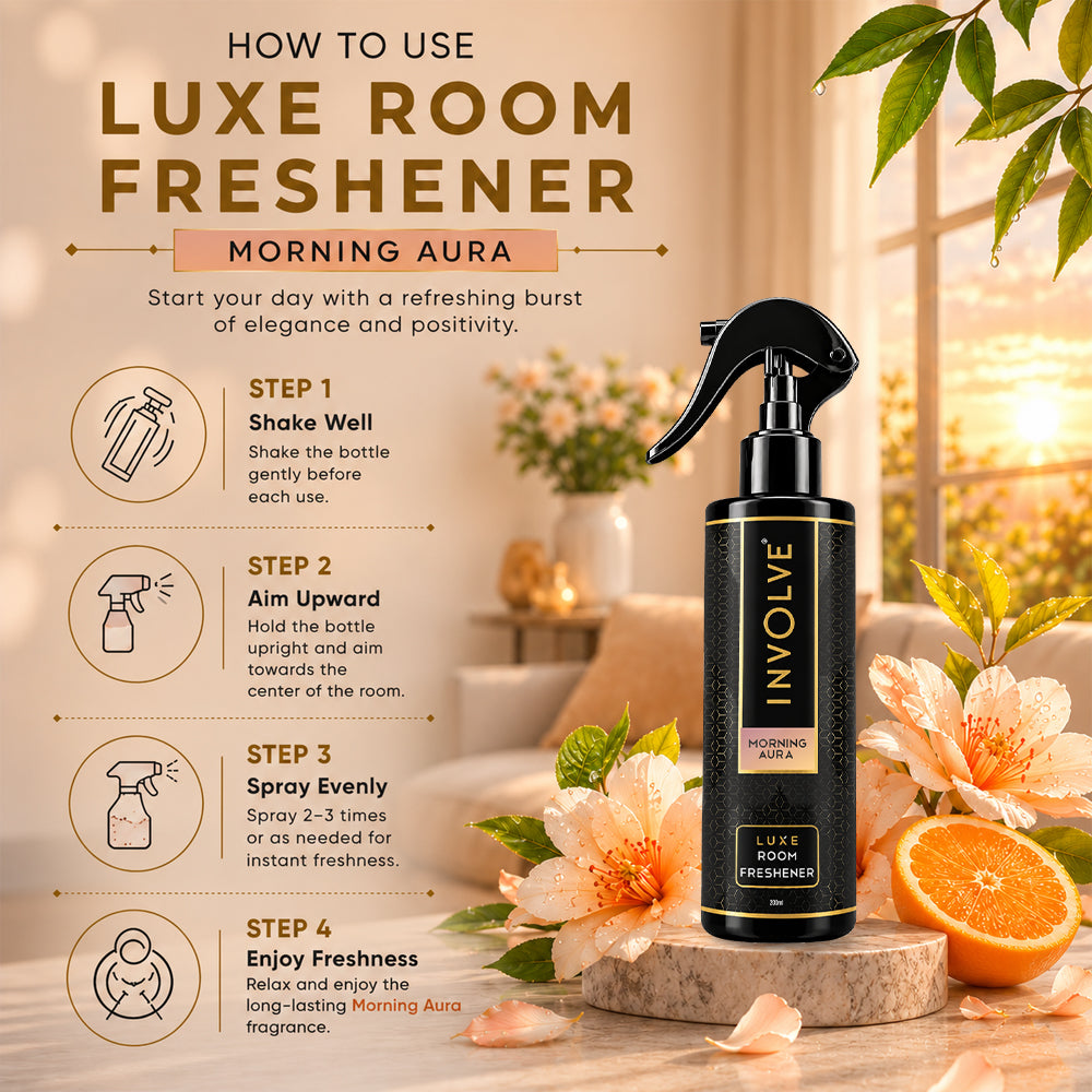 Involve Luxe Morning Aura Room Freshener 200ml | Long Lasting Room Freshener Fresh Fragrance for Home & Office