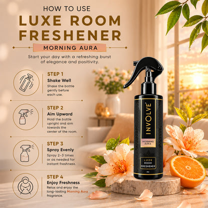 Involve Luxe Morning Aura Room Freshener 200ml | Long Lasting Room Freshener Fresh Fragrance for Home & Office