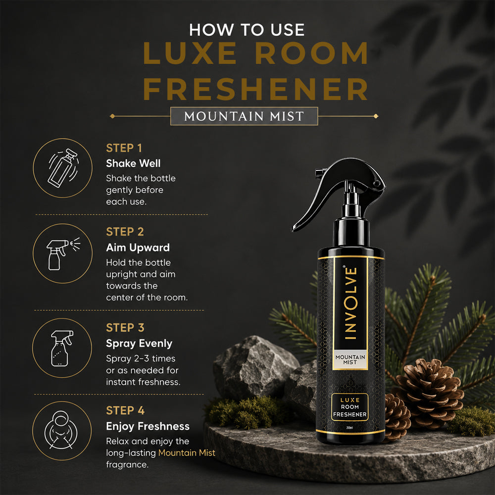 Involve Luxe Mountain Mist Room Freshener 200ml | Long Lasting Room Freshener Fresh Fragrance for Home & Office