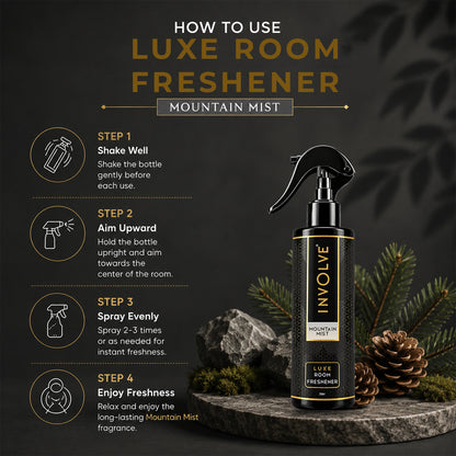 Involve Luxe Mountain Mist Room Freshener 200ml | Long Lasting Room Freshener Fresh Fragrance for Home & Office