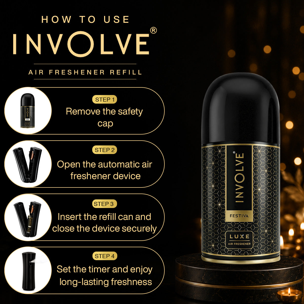 Involve Luxe Festiva – Automatic Room Air Freshener Refill (225ml)