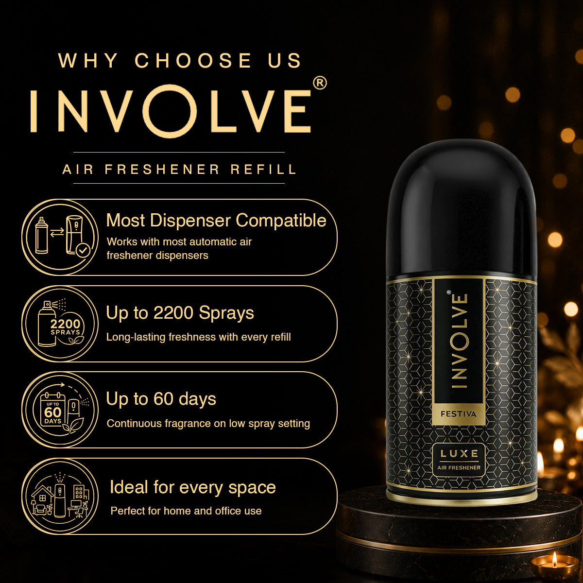 Involve Luxe Festiva – Automatic Room Air Freshener Refill (225ml)