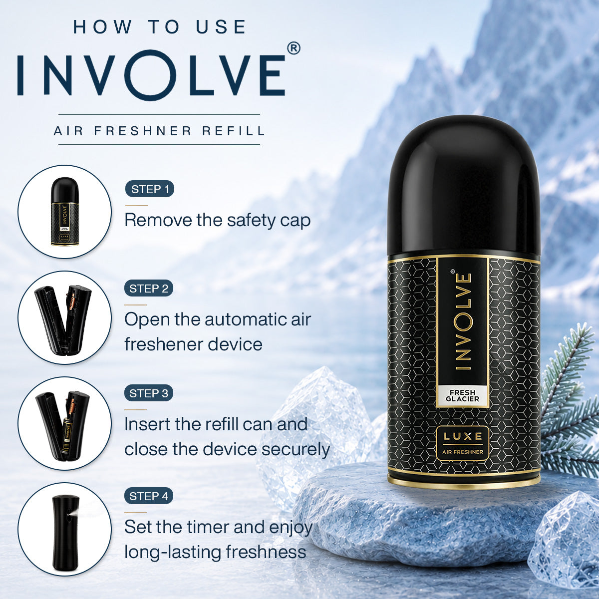 Involve Luxe Fresh Glacier – Automatic Room Air Freshener Refill (225ml)