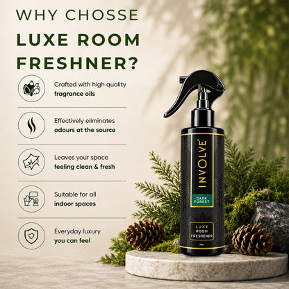 Involve Luxe Dark Forest Room Freshener 200ml | Long Lasting Room Freshener Fresh Fragrance for Home & Office