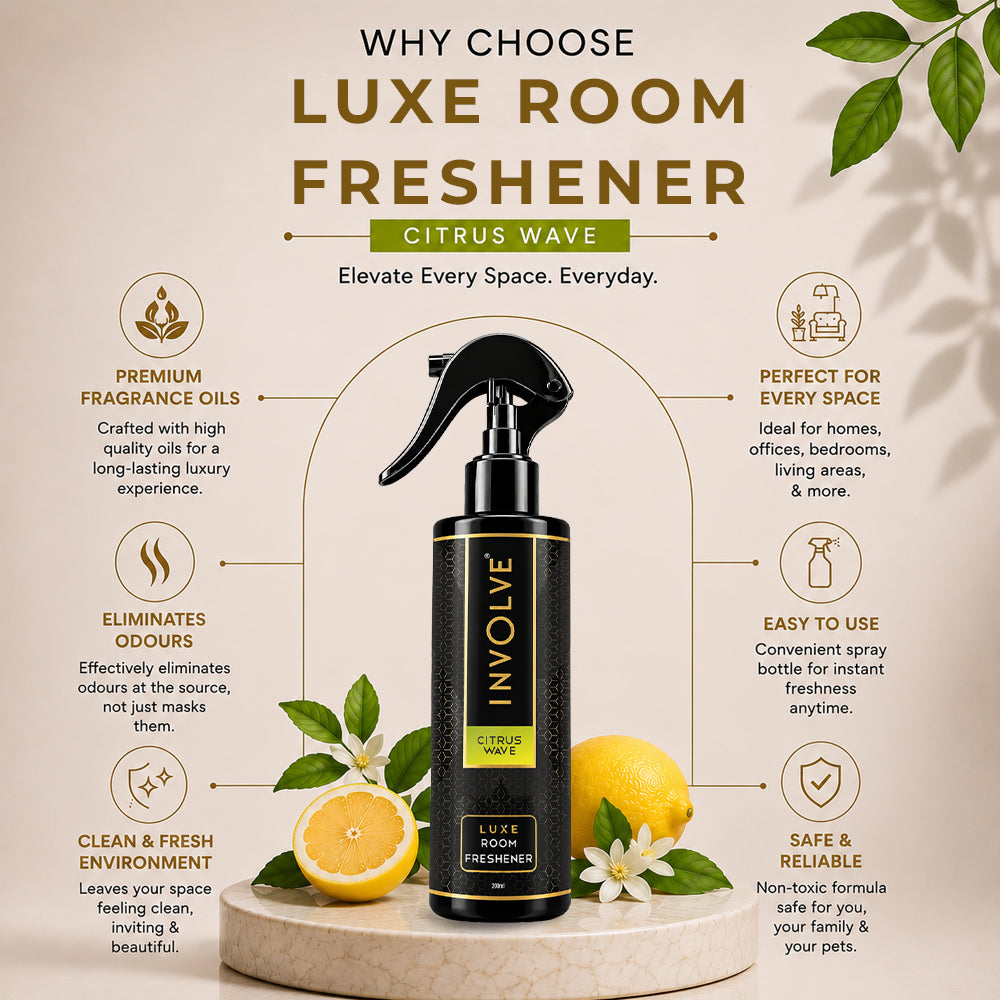 Involve Luxe Citrus Wave Room Freshener 200ml | Long Lasting Room Freshener Fresh Fragrance for Home & Office