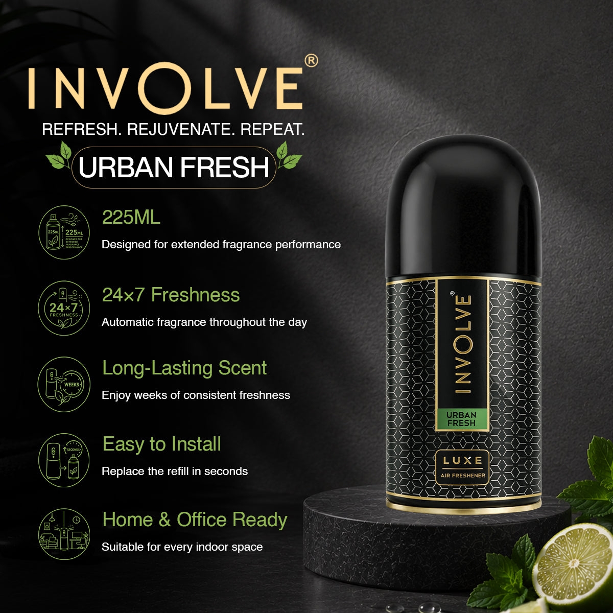 Involve Luxe Urban Fresh – Automatic Room Air Freshener Refill (225ml)