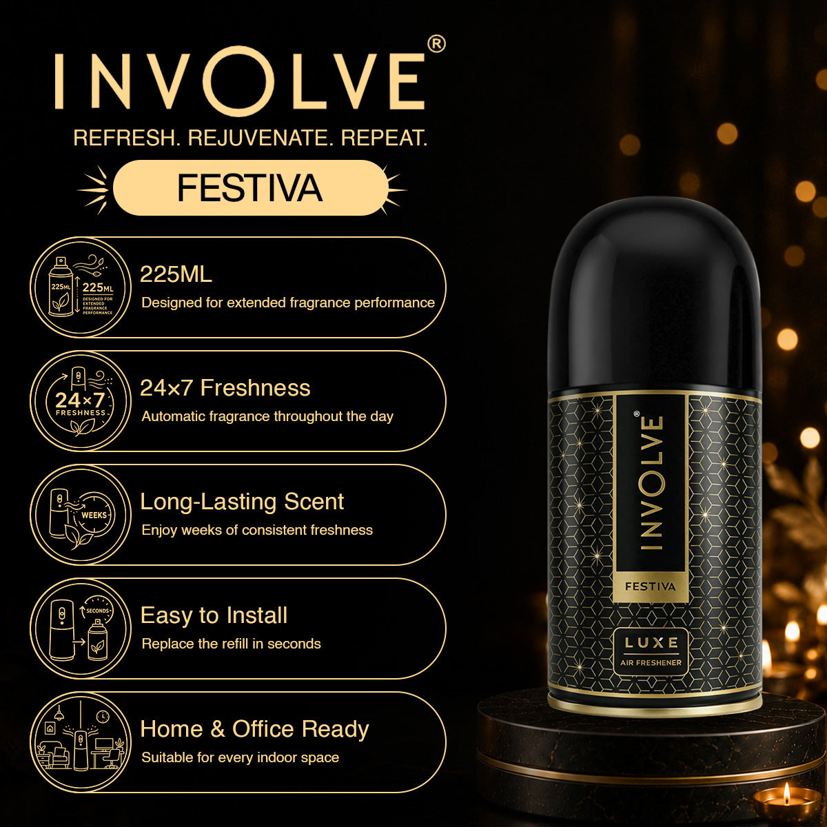 Involve Luxe Festiva – Automatic Room Air Freshener Refill (225ml)