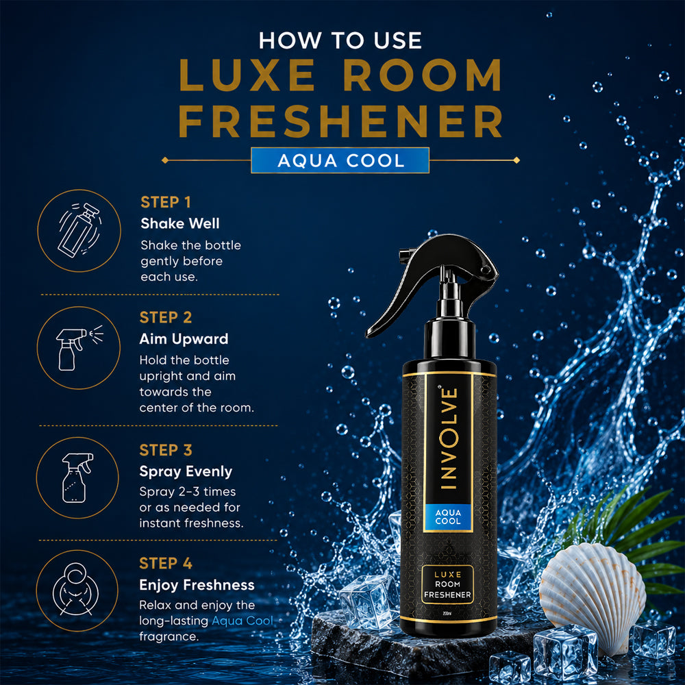 Involve Luxe Aqua Cool Room Freshener 200ml | Long Lasting Room Freshener Fresh Fragrance for Home & Office