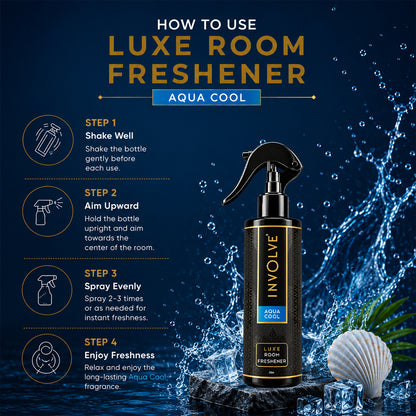 Involve Luxe Aqua Cool Room Freshener 200ml | Long Lasting Room Freshener Fresh Fragrance for Home & Office