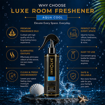 Involve Luxe Aqua Cool Room Freshener 200ml | Long Lasting Room Freshener Fresh Fragrance for Home & Office