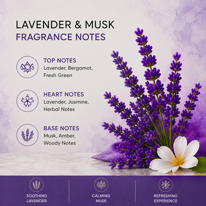 Involve Luxe Lavender Musk Air Freshener Spray (200ml) | Long Lasting Room Freshener Fresh Fragrance for Home & Office