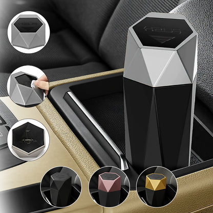 Involve Diamond Shape Car Dustbin/Trash Can- (Silver)
