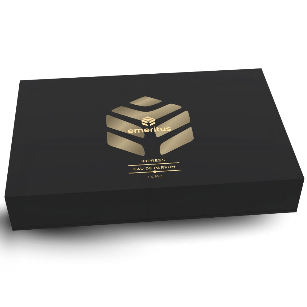 Emeritus® Impress Pack of 4 | Premium Body Perfume Collection for Men | Graffiti, Impact, Crux & Mirage | Long-Lasting 20ml Perfumes