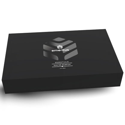 Emeritus® Essentials Pack of 4 | Premium Body Perfume Collection for Men | Black Noir, Overdose, Forcefield & Autograph | Long-Lasting 20ml Perfumes