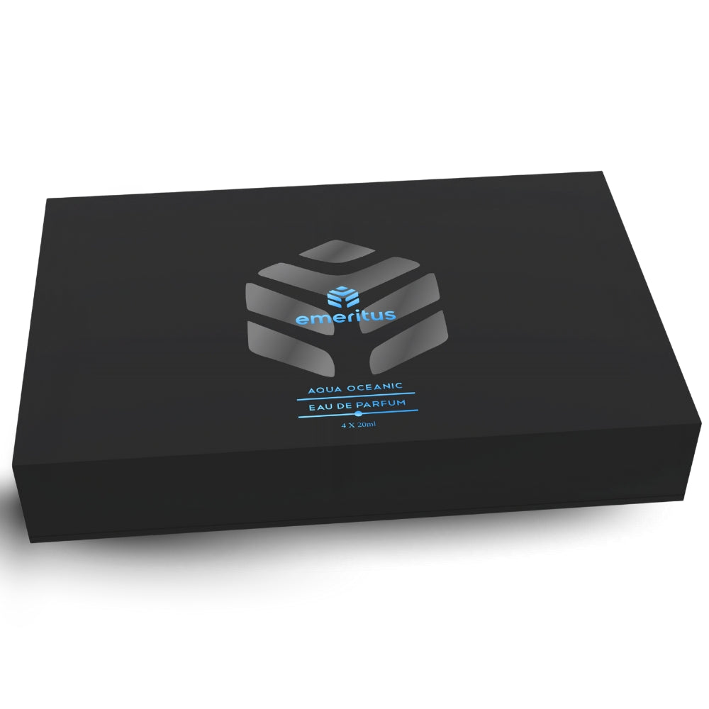 Emeritus® Aqua Oceanic Pack of 4 | Premium Body Perfume Collection for Men | Pristine, Endurance, Marine & Atlantics | Long-Lasting 20ml Perfumes