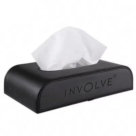 Involve Leather Tissue Box -Black