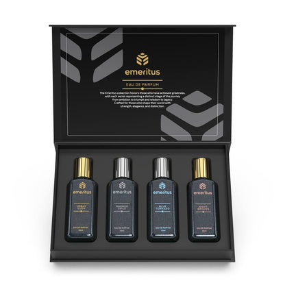 Emeritus® Occasions Pack of 4 | Premium Body Perfume Collection for Men | Urban Oudh, Night Groove, Blue Tornado & Magnum Opus | Long-Lasting 20ml Perfumes