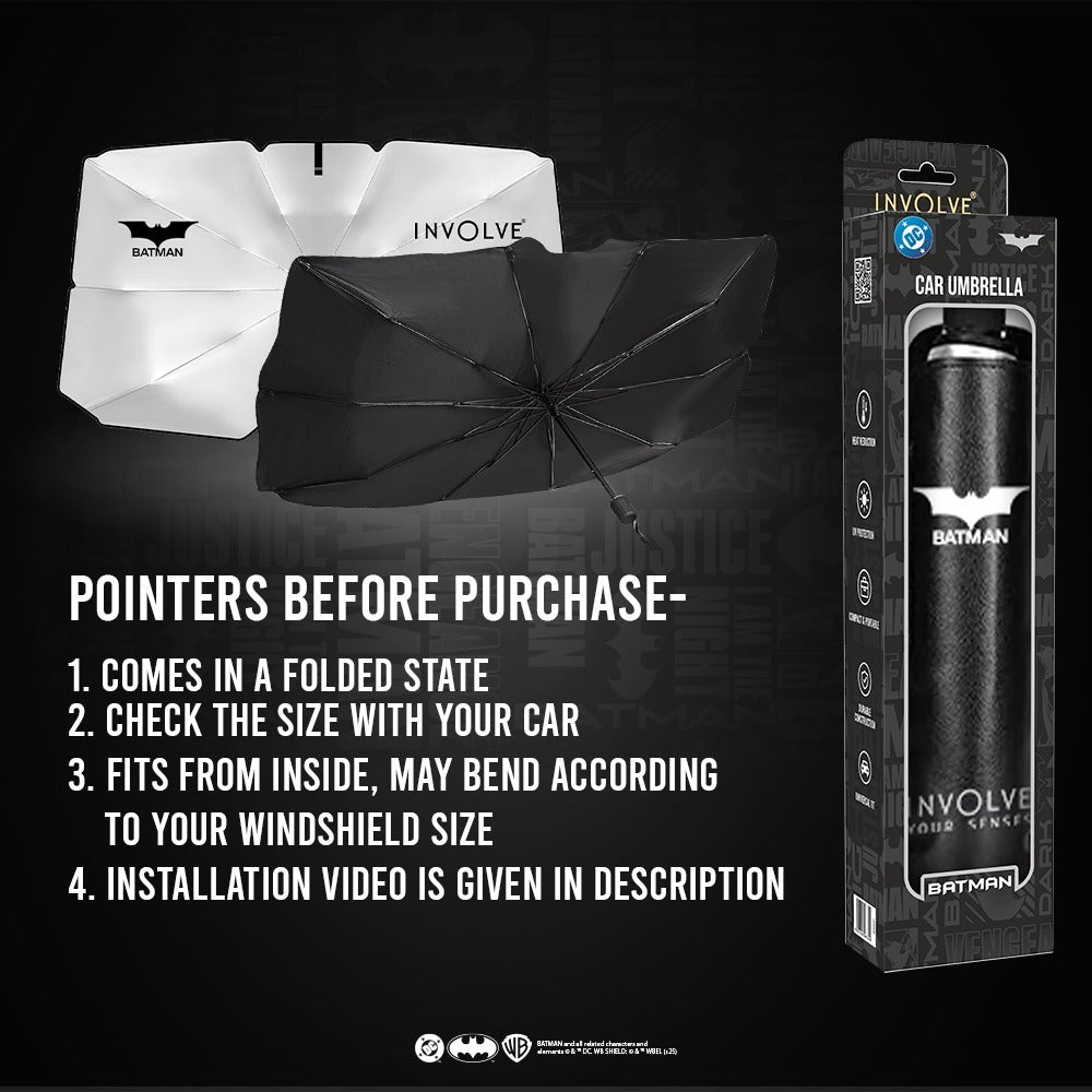 Car Dashboard Sunshade Umbrella for Front Window: Batman Official DC Merchandise
