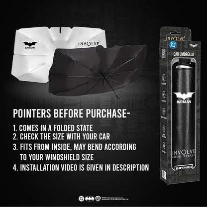 Car Dashboard Sunshade Umbrella for Front Window: Batman Official DC Merchandise