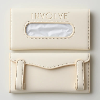 Involve Car Visor Leather Tissue Holder - Beige