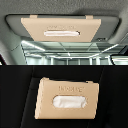 Involve Car Visor Leather Tissue Holder - Beige