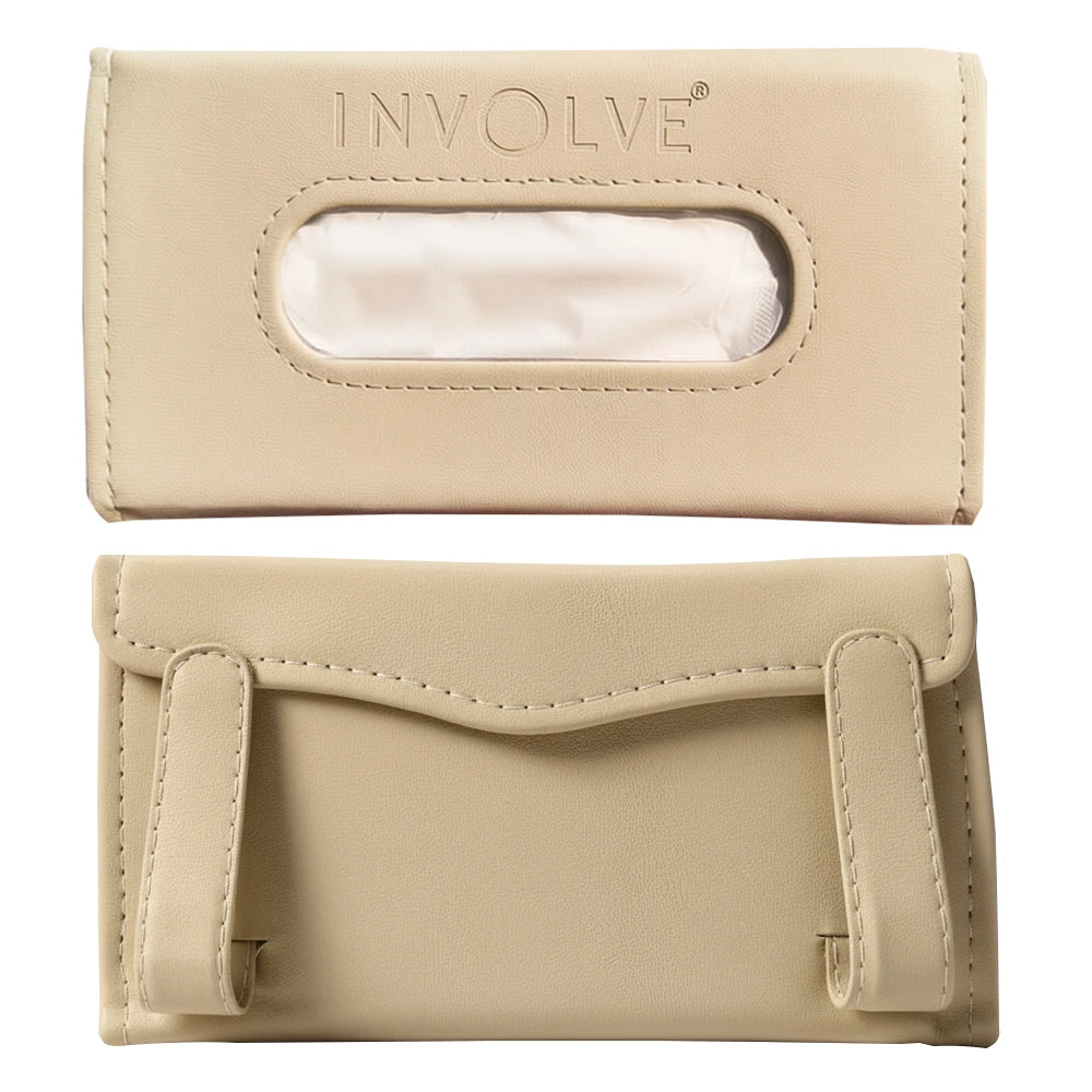Involve Car Visor Leather Tissue Holder - Beige
