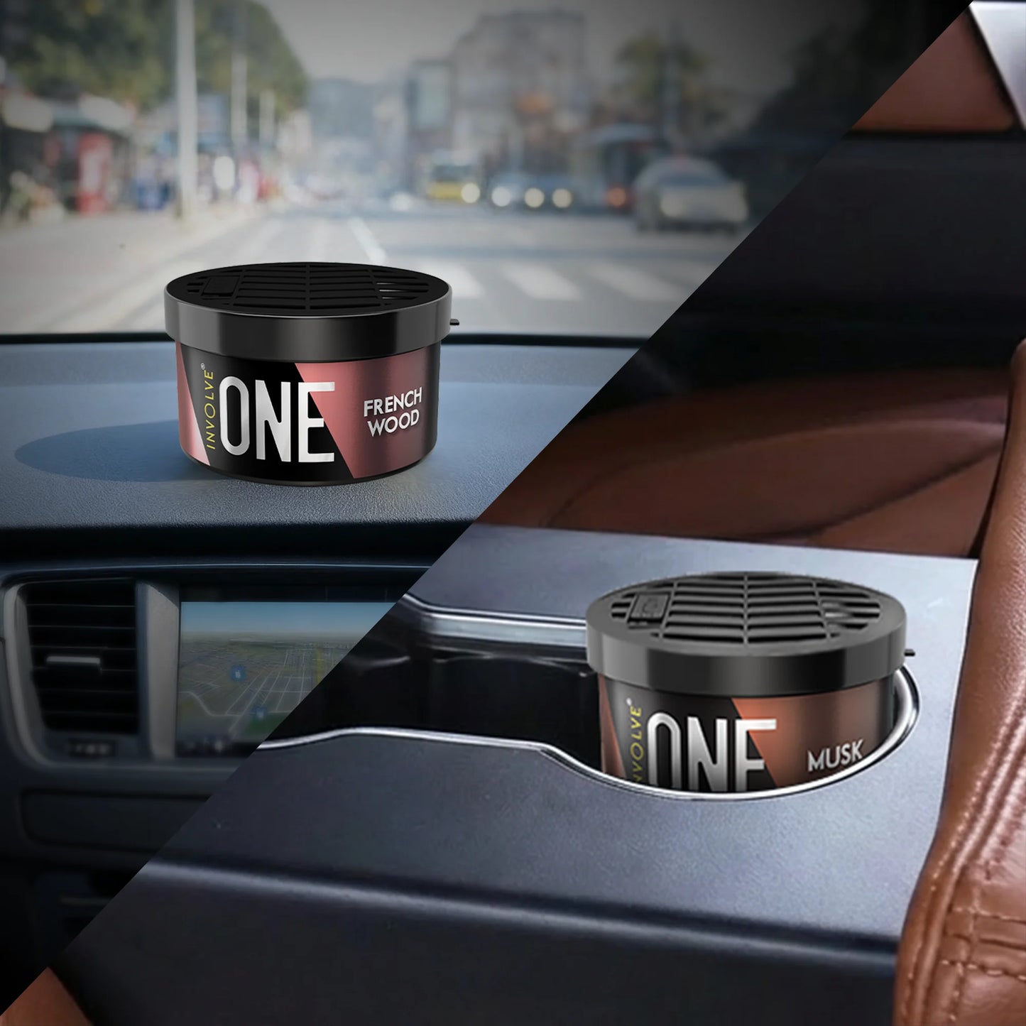 Involve ONE Musk Organic Car Perfume & Involve ONE French wood Fragrance Organic Car Perfume Combo (80g)