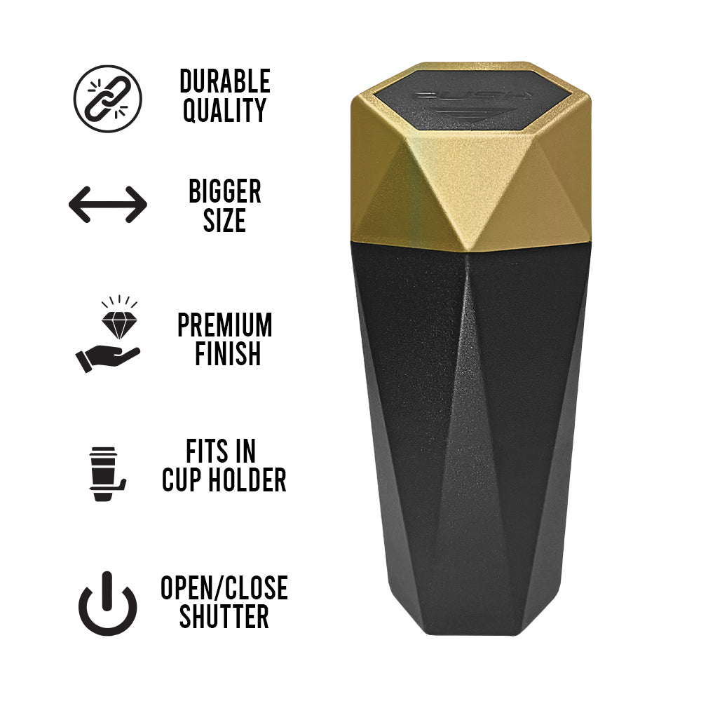 Involve Diamond Shape Car Dustbin/Trash Can - (Gold)